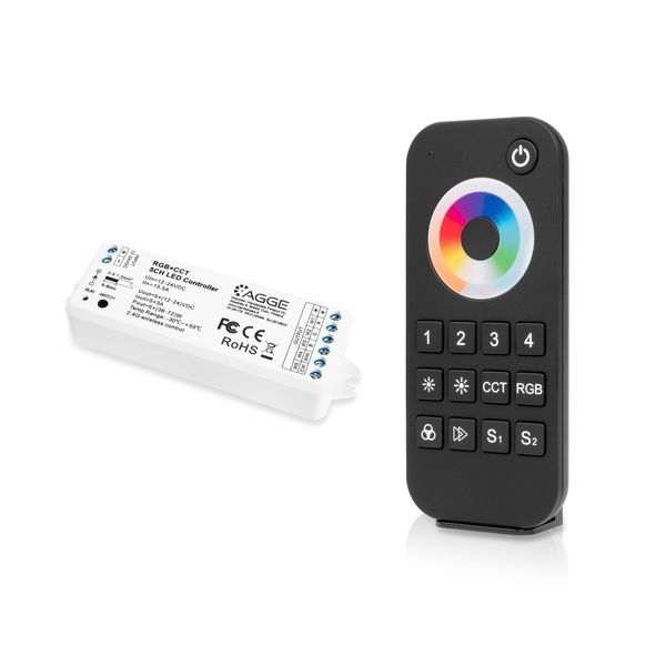 LED-nauhan kaukosäädin AGGE RGB+CCT Touch Wheel, RF 2.4 GHz, Kaukosäädin + Ohjausyksikkö