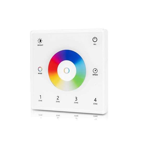LED-nauhan kaukosäädin AGGE RGB+CCT Wall Mount Touch Panel 4-zones, RF 2.4 GHz, Pelkkä kaukosäädin