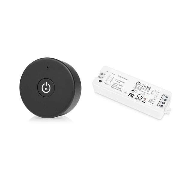 LED-nauhan ohjausyksikkö, yksivärinen, AGGE Single Color, 2.4 GHz, Ohjausyksikkö + Kaukosäädin Dimming One-Key (Musta)