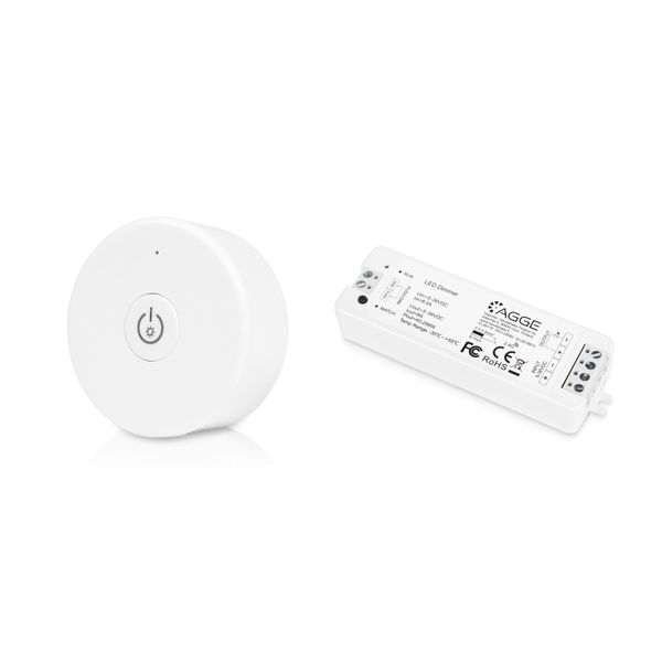 LED-nauhan ohjausyksikkö, yksivärinen, AGGE Single Color, 2.4 GHz, Ohjausyksikkö + Kaukosäädin Dimming One-Key (Valkoinen)