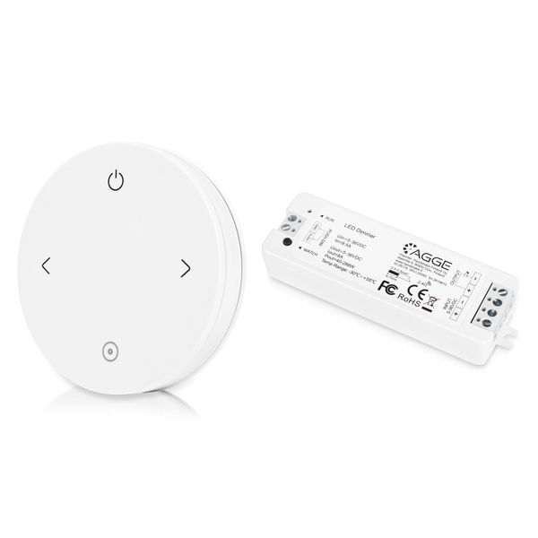 LED-nauhan kaukosäädin AGGE Dimming 4-button, RF 2.4 GHz, Kaukosäädin + Ohjausyksikkö