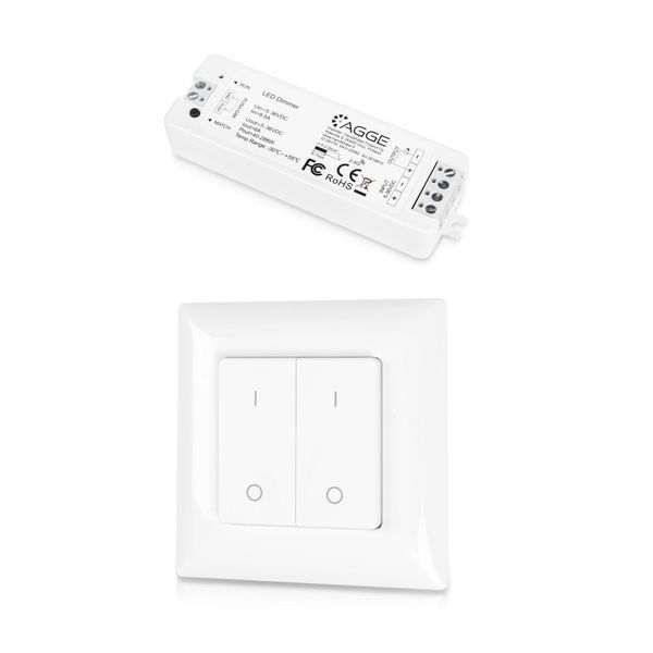 LED-nauhan ohjausyksikkö, yksivärinen, AGGE Single Color, 2.4 GHz, Ohjausyksikkö + Kaukosäädin Dimming 4-key Panel