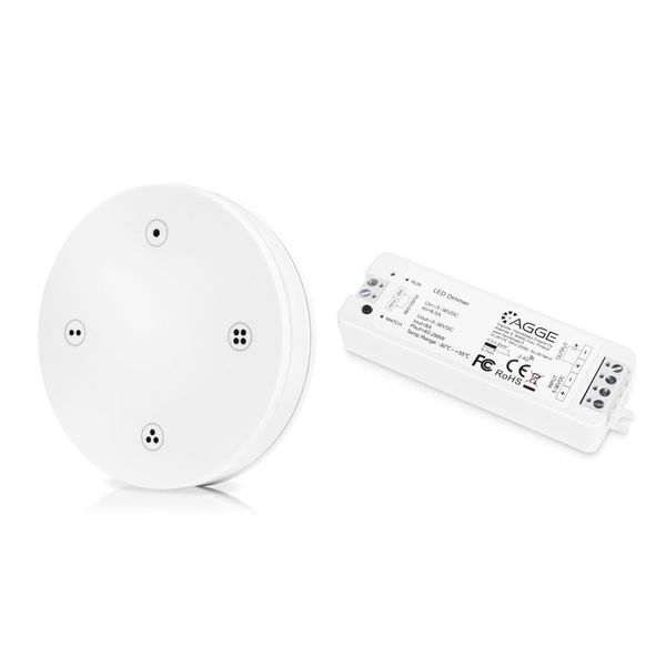 LED-nauhan ohjausyksikkö, yksivärinen, AGGE Single Color, 2.4 GHz, Ohjausyksikkö + Kaukosäädin Dimming 4-zones