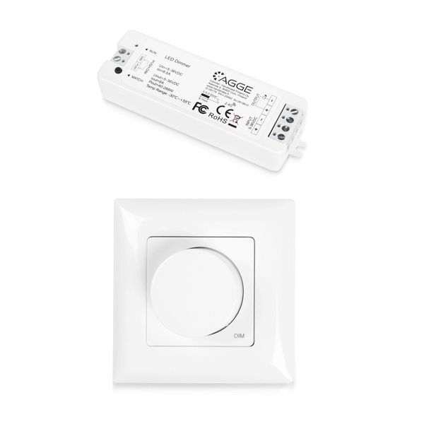 LED-nauhan ohjausyksikkö, yksivärinen, AGGE Single Color, 2.4 GHz, Ohjausyksikkö + Kaukosäädin Dimming Rotary Panel