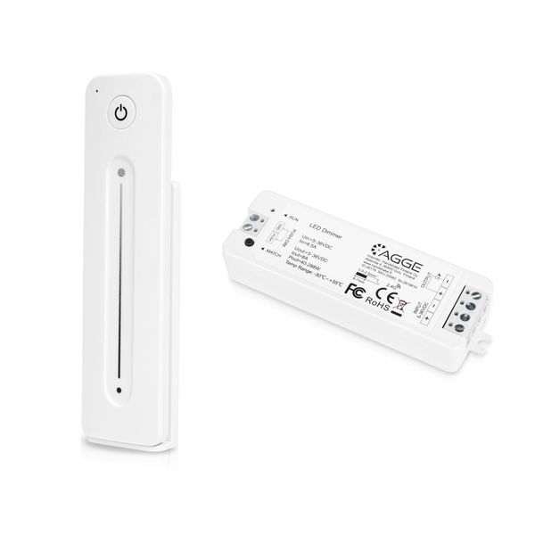 LED-nauhan ohjausyksikkö, yksivärinen, AGGE Single Color, 2.4 GHz, Ohjausyksikkö + Kaukosäädin Dimming Touch Slide (Valkoinen)