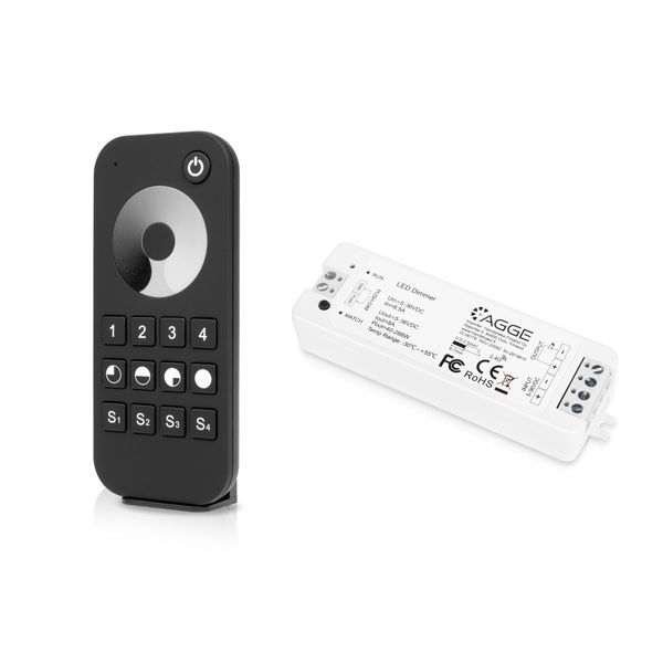 LED-nauhan ohjausyksikkö, yksivärinen, AGGE Single Color, 2.4 GHz, Ohjausyksikkö + Kaukosäädin Dimming Touch Wheel