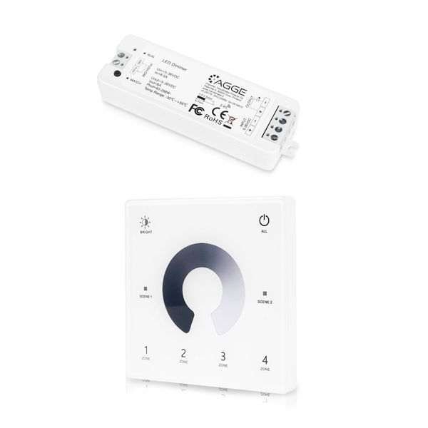 LED-nauhan kaukosäädin AGGE Dimming Wall Mount Touch Panel 4-zones, RF 2.4 GHz, Kaukosäädin + Ohjausyksikkö