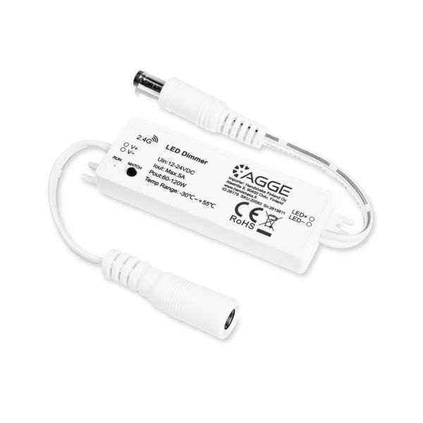 LED-nauhan ohjausyksikkö, yksivärinen, AGGE Single Color Mini, 2.4 GHz, Pelkkä ohjausyksikkö