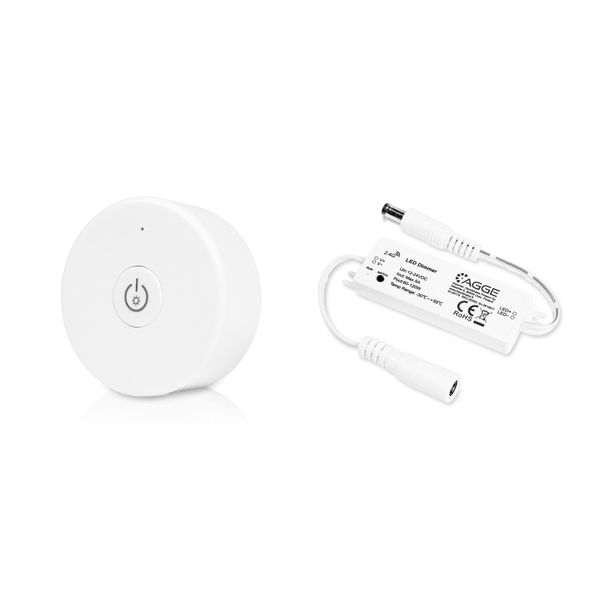 LED-nauhan ohjausyksikkö, yksivärinen, AGGE Single Color Mini, 2.4 GHz, Ohjausyksikkö + Kaukosäädin Dimming One-Key (Valkoinen)