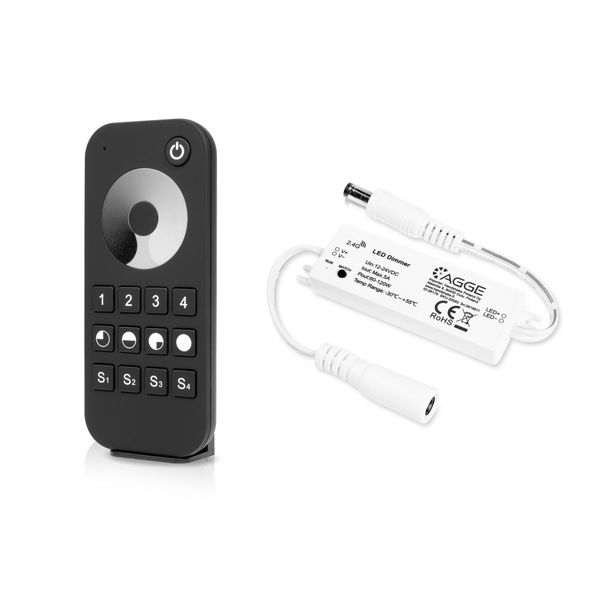 LED-nauhan ohjausyksikkö, yksivärinen, AGGE Single Color Mini, 2.4 GHz, Ohjausyksikkö + Kaukosäädin Dimming Touch Wheel
