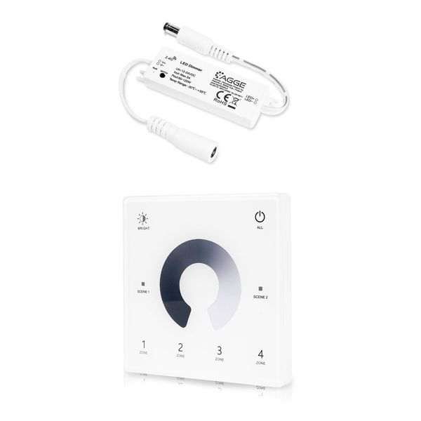 LED-nauhan ohjausyksikkö, yksivärinen, AGGE Single Color Mini, 2.4 GHz, Ohjausyksikkö + Kaukosäädin Dimming Wall Mount Touch Panel