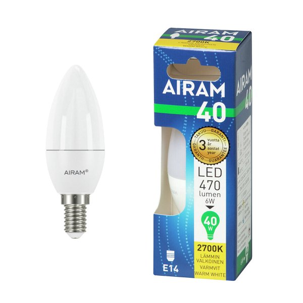 Led-lamppu Airam E14 Candle, 2700K, 6 W / 470 lm