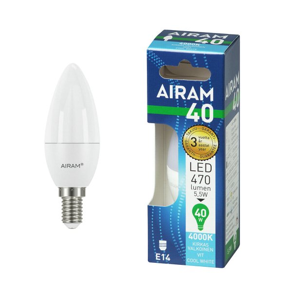 Led-lamppu Airam E14 Candle, 4000K, 4.9W / 500 lm