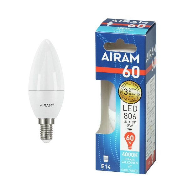 Led-lamppu Airam E14 Candle, 4000K, 8 W / 806 lm