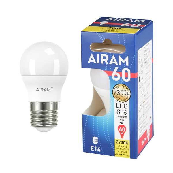Led-lamppu Airam E14 Long, 2700K, 7.2 W / 806 lm
