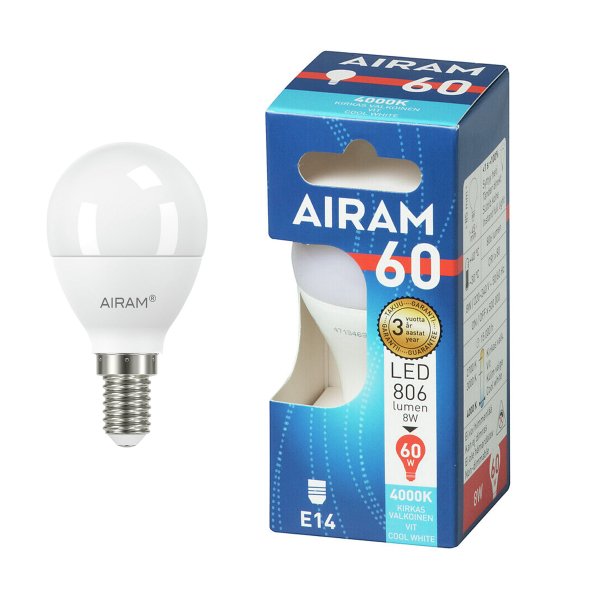 Led-lamppu Airam E14 Long, 4000K, 8 W / 806 lm