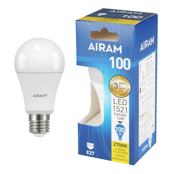 LED-lamppu Airam E27, 2700K, 14 W / 1521 lm