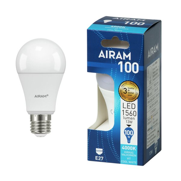 Led-lamppu Airam E27, 4000K, 13 W / 1560 lm