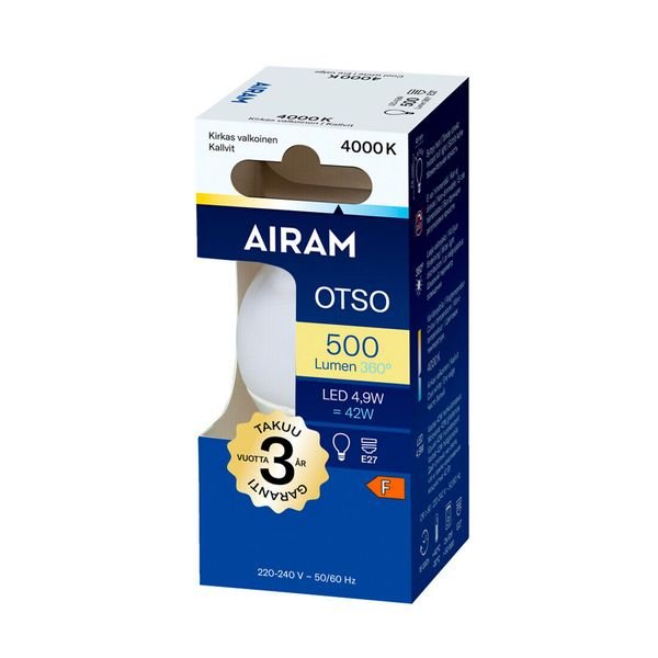 Led-lamppu Airam E27 Small, 4000K, 4.9 W / 500 lm