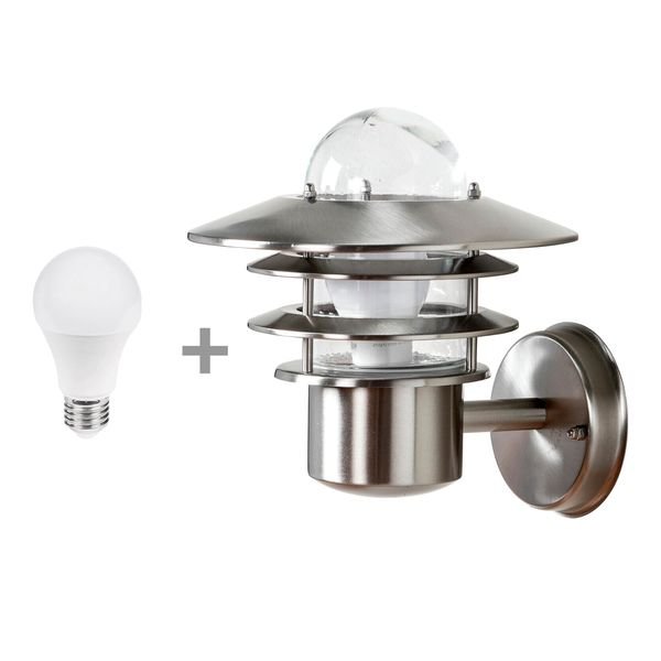 Seinävalaisin Airam Käpylä Mini S, E27, Teräksinen valaisin + 7W Polttimo