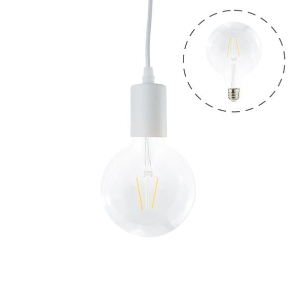 Riippuvalaisin Airam Leon, E27, Valkoinen + Globe Filament -polttimo