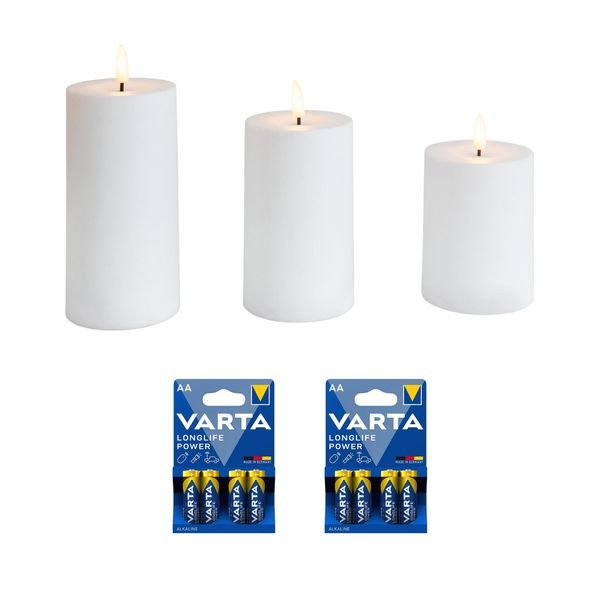 Led-kynttiläsetti Airam Saraby, 3 kpl, Kynttiläsetti + 8 kpl AA-paristoja
