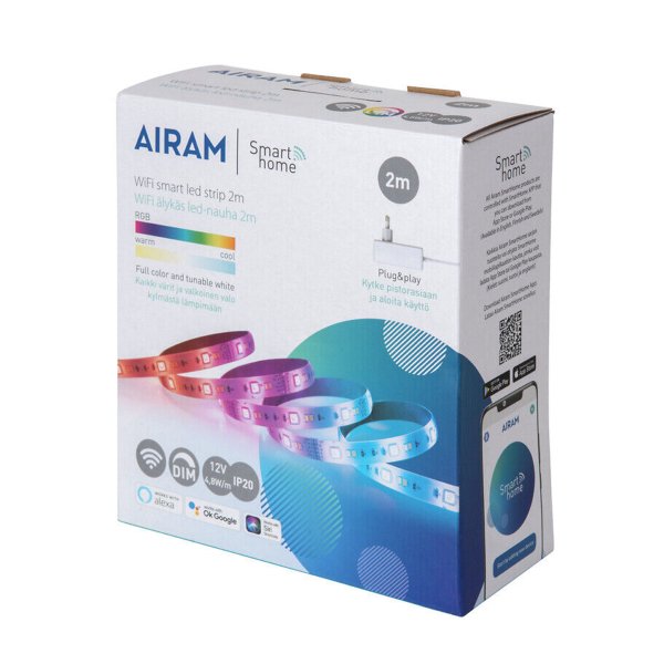 LED-NAUHA -setti Airam Smart LED Strip RGB/TW, 12 V, Valmis setti, 200 cm