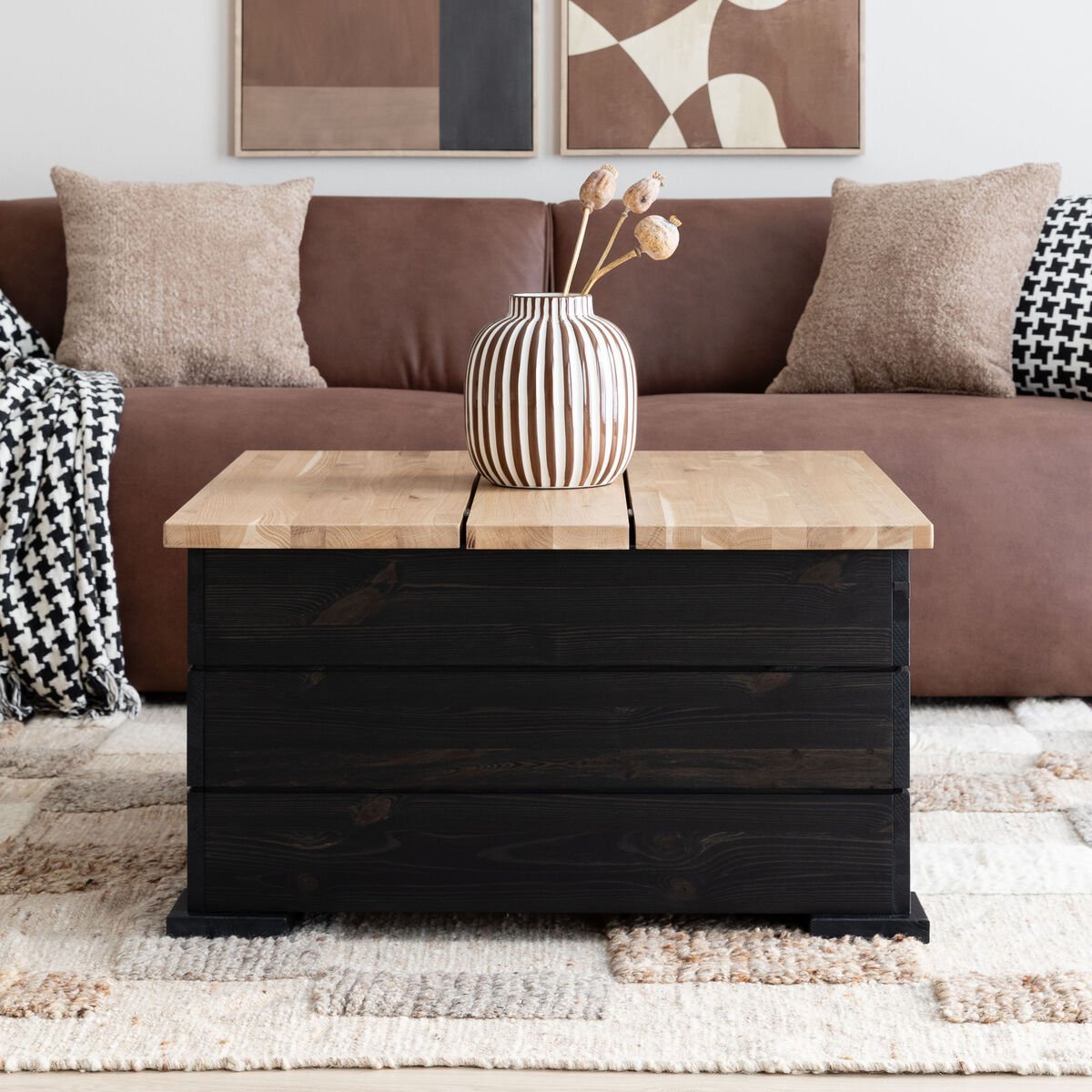 Airisto arkkupöytä 80x80 cm musta/tammi