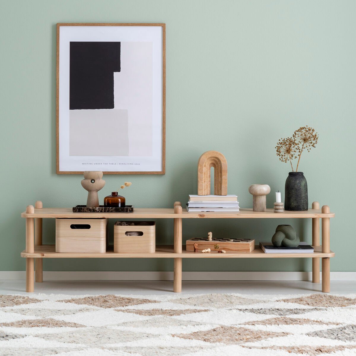 Askel matala tv-taso 138x35x38 cm hiekka