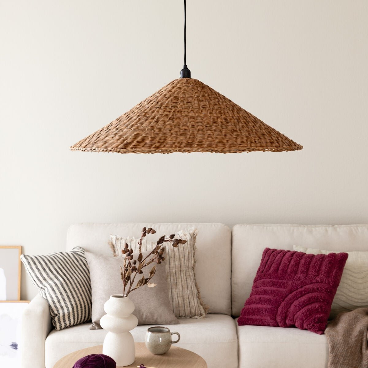 Berit rottinki lampunvarjostin Ø82 cm luonnonväri