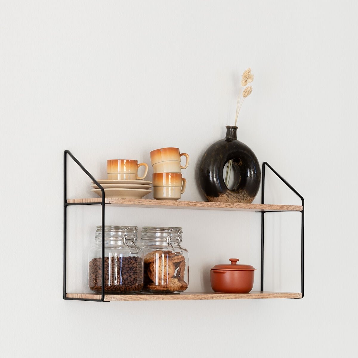 Day seinähylly 2-osainen 60x33x15 cm musta/luonnonväri