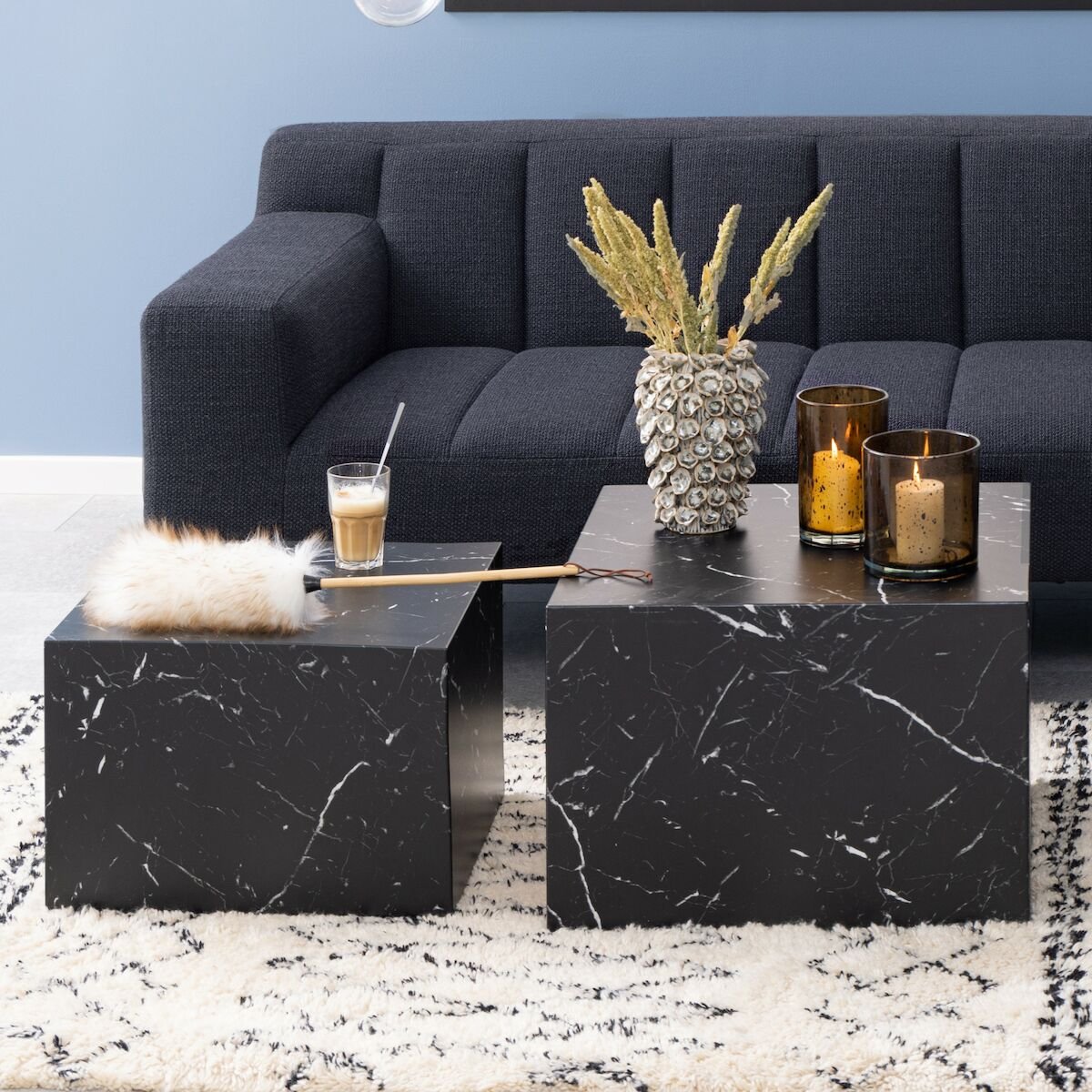 Dice 2-osainen sarjapöytä musta marmori