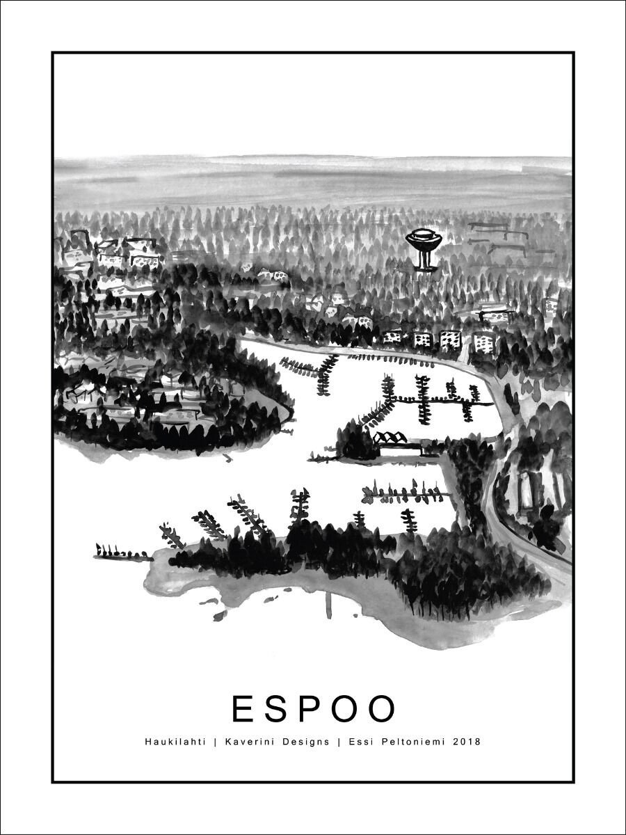 Kaverini Espoo kaupunkijuliste 30x40 cm