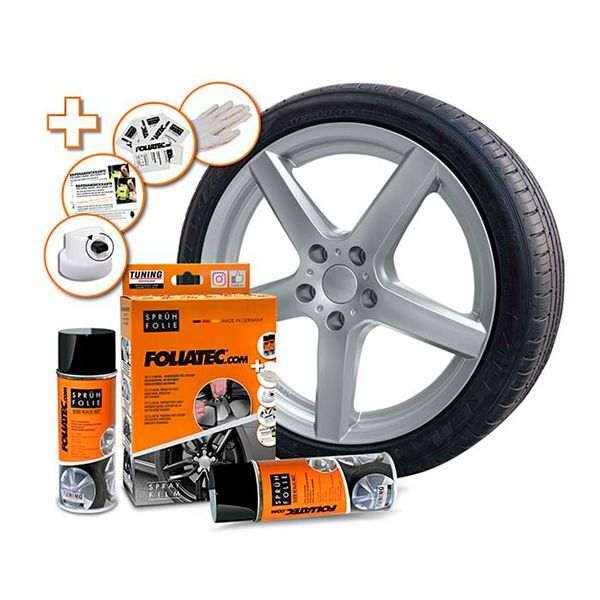 Kumimaalisetti Foliatec Spray Film Set, Silver Metallic