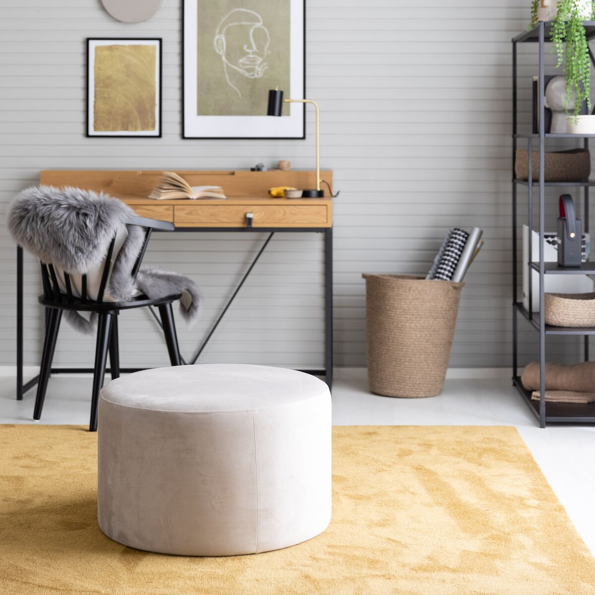 Helmi pyöreä samettirahi Ø60 cm beige Brunei 06 kangas