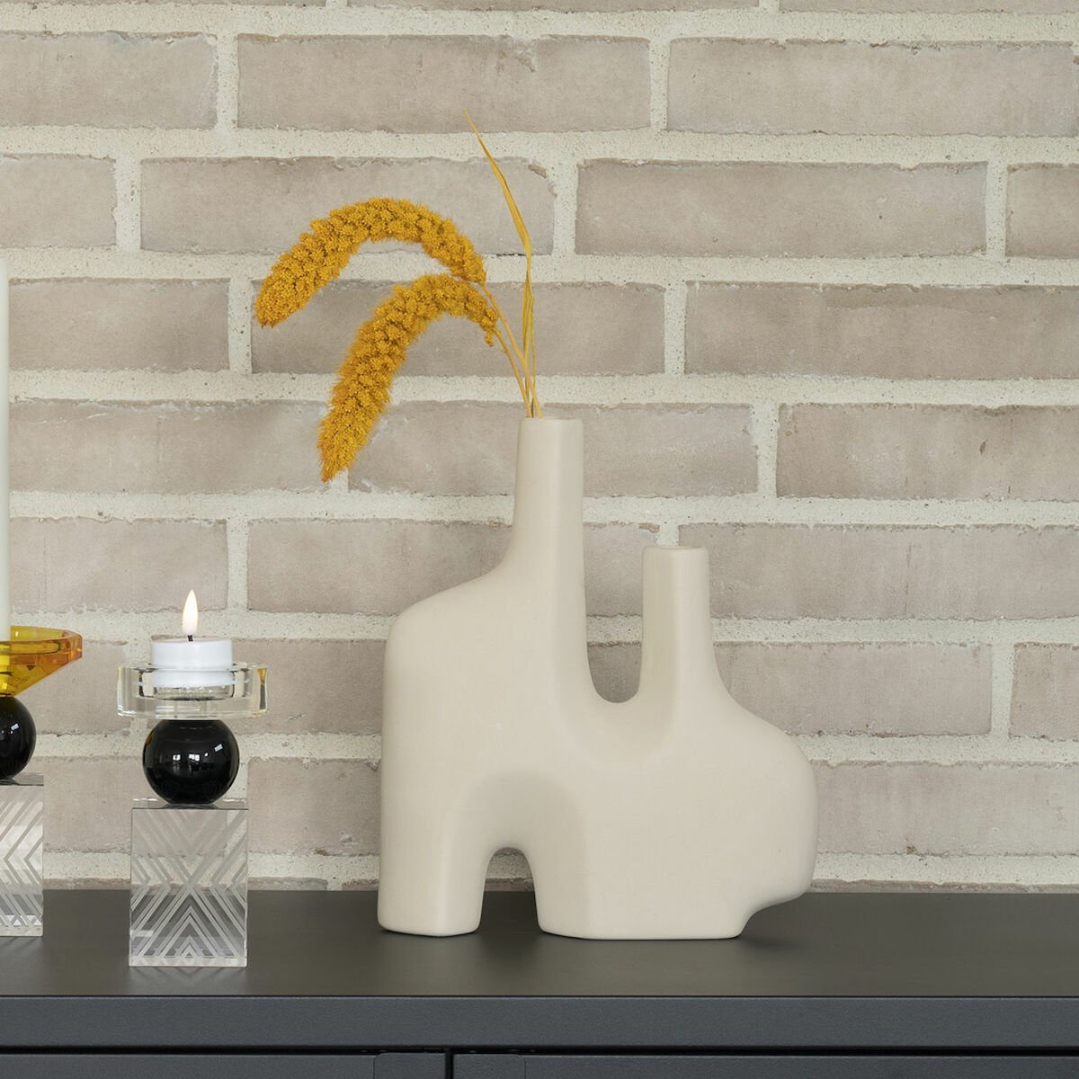 House Nordic keraaminen vaasi 8x23,5x27 cm hiekka