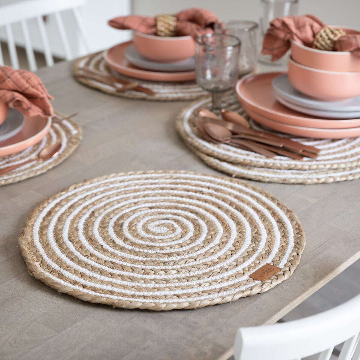 Kieppi pöytätabletti Ø38 cm luonnonväri/valkoinen