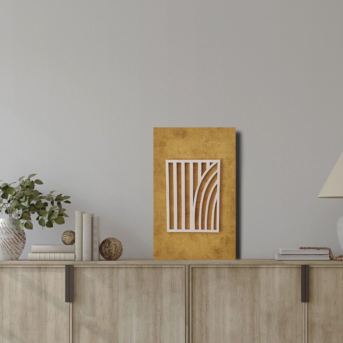 Koivuiset Taipuva Metsä taulu okra 37x57cm