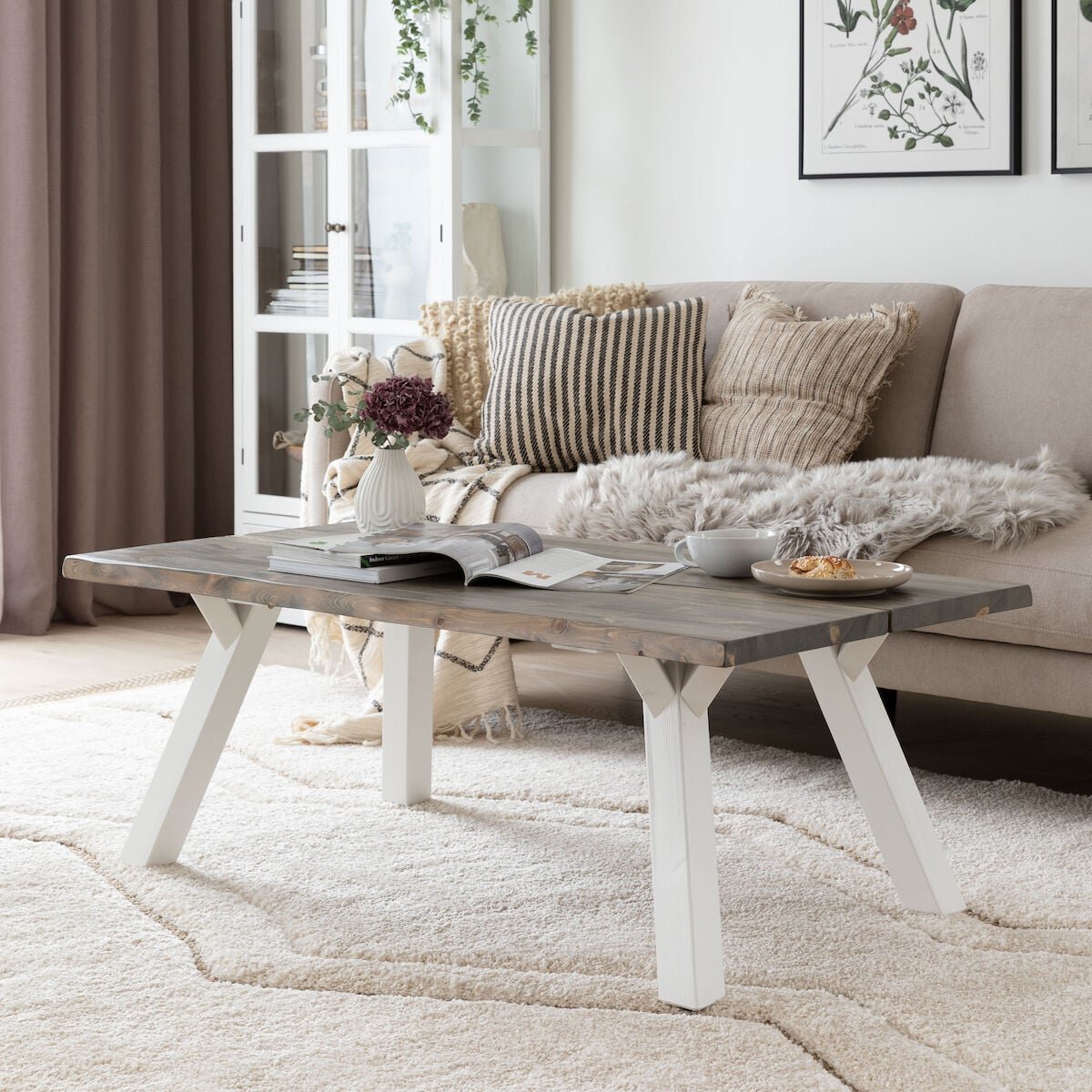 Lana sohvapöytä 120x66 cm savunharmaa/valkoinen