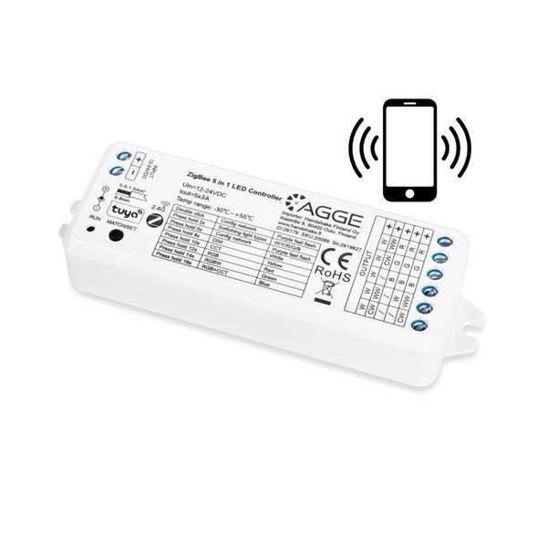 LED-nauhan puhelinohjain AGGE 5-in-1 Color, Zigbee + 2.4 GHz, Pelkkä ohjausyksikkö