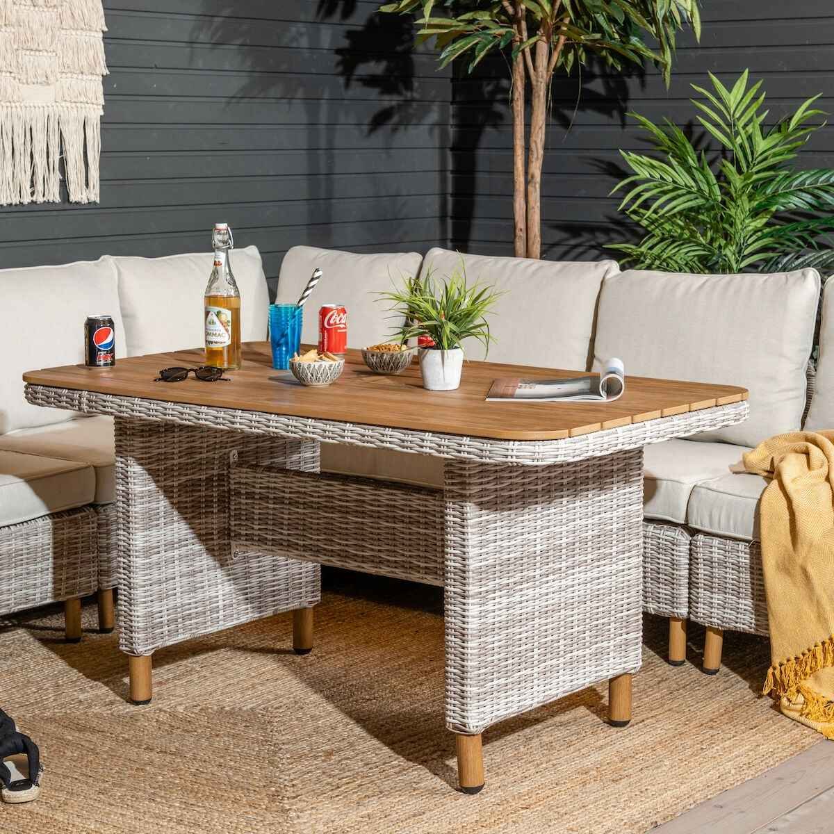 Lehdokki ruokapöytä 140x80 cm greige/luonnonväri