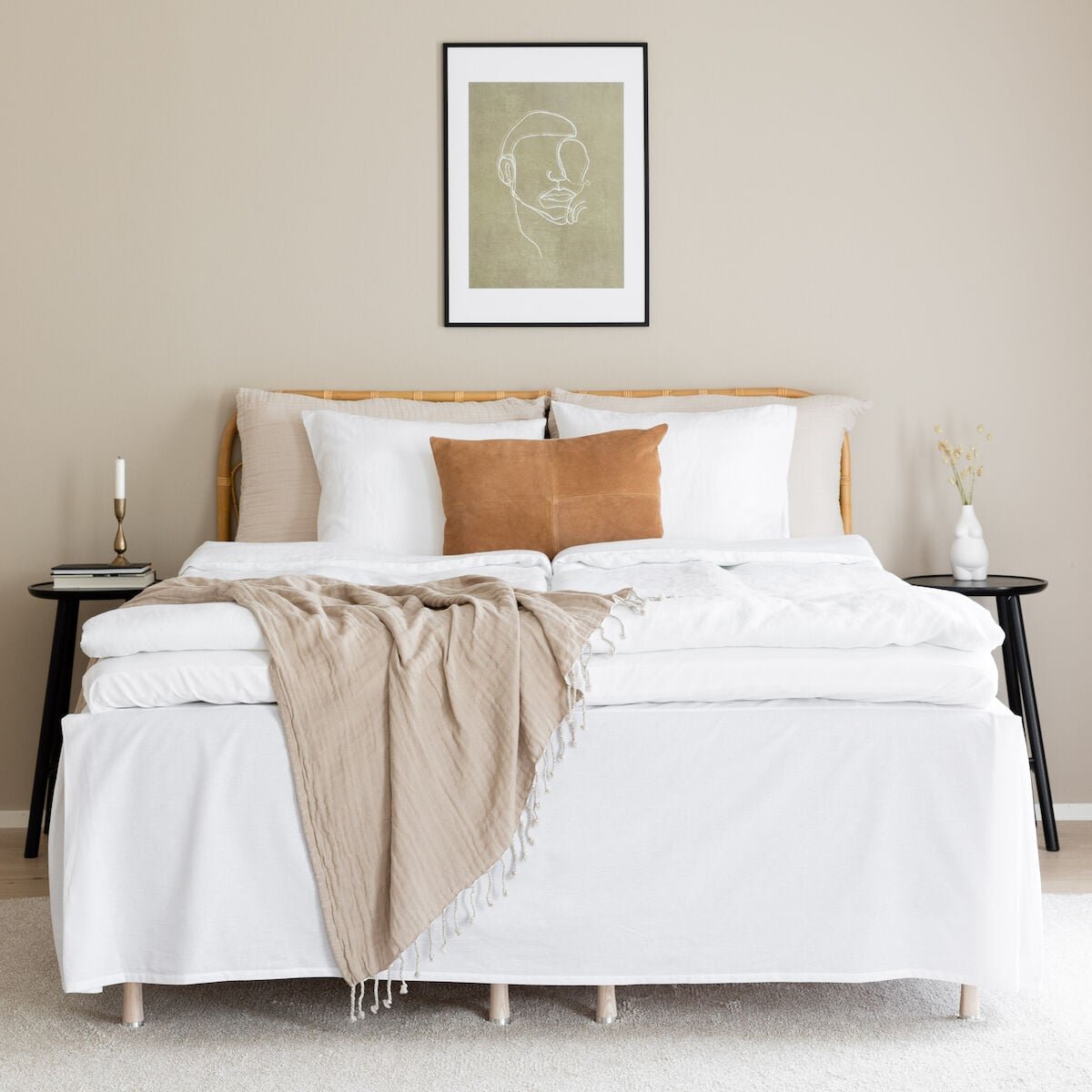 Lempi helmalakana 120x200 cm 45 cm korkea valkoinen