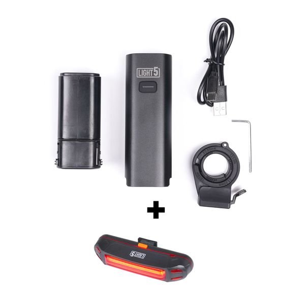 Pyöränvalo Light5 NB800 - 800 lm / Ladattava, Etuvalo + Light5 Streak -takavalo