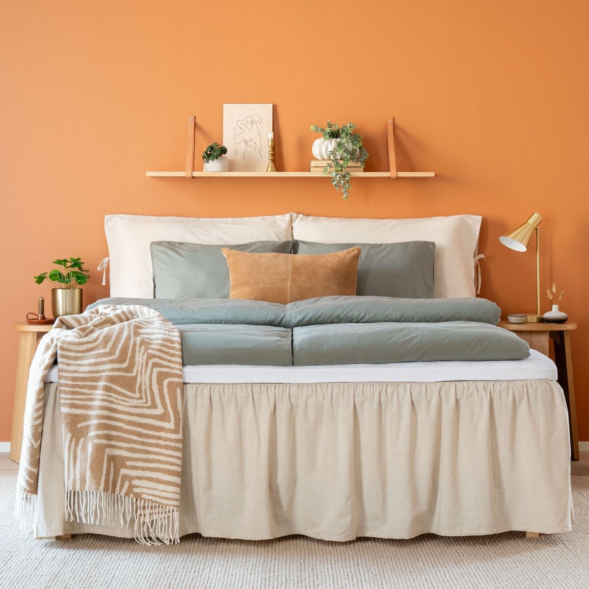 Linni pellava look röyhelöhelmalakana 160x200+45 cm hiekka