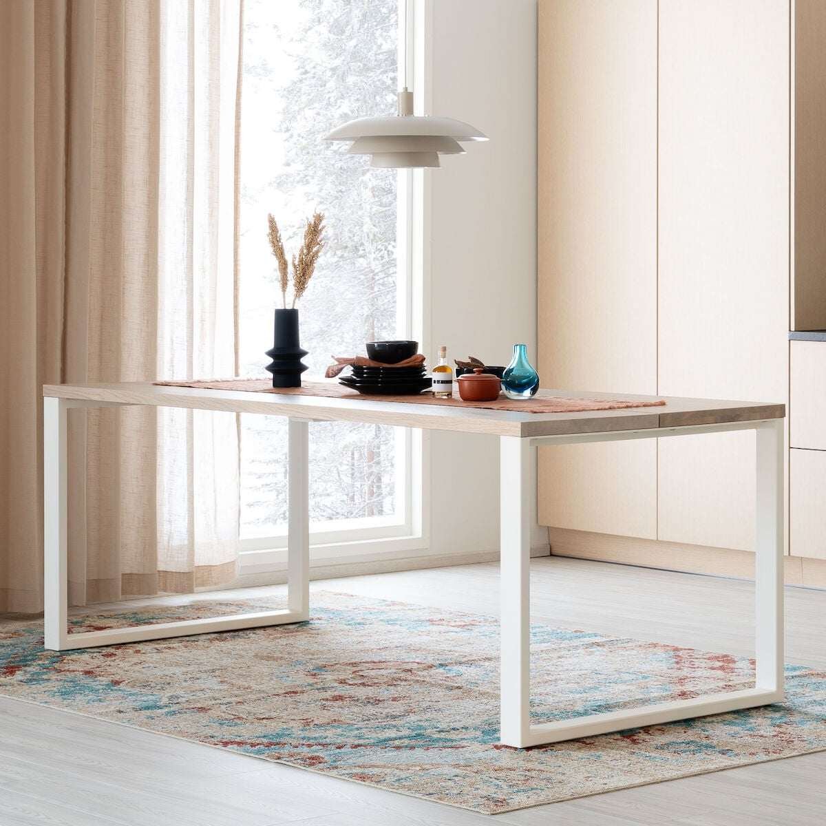 Manner tammi lankkupöytä 195x90 cm valkolakattu tammi/valkoinen