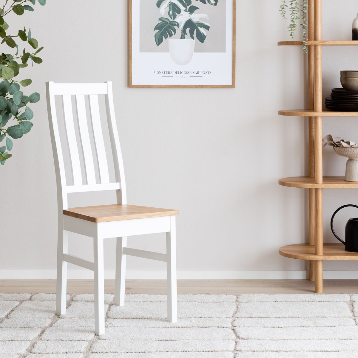 Niklas tuoli puuistuimella valkoinen/tammi