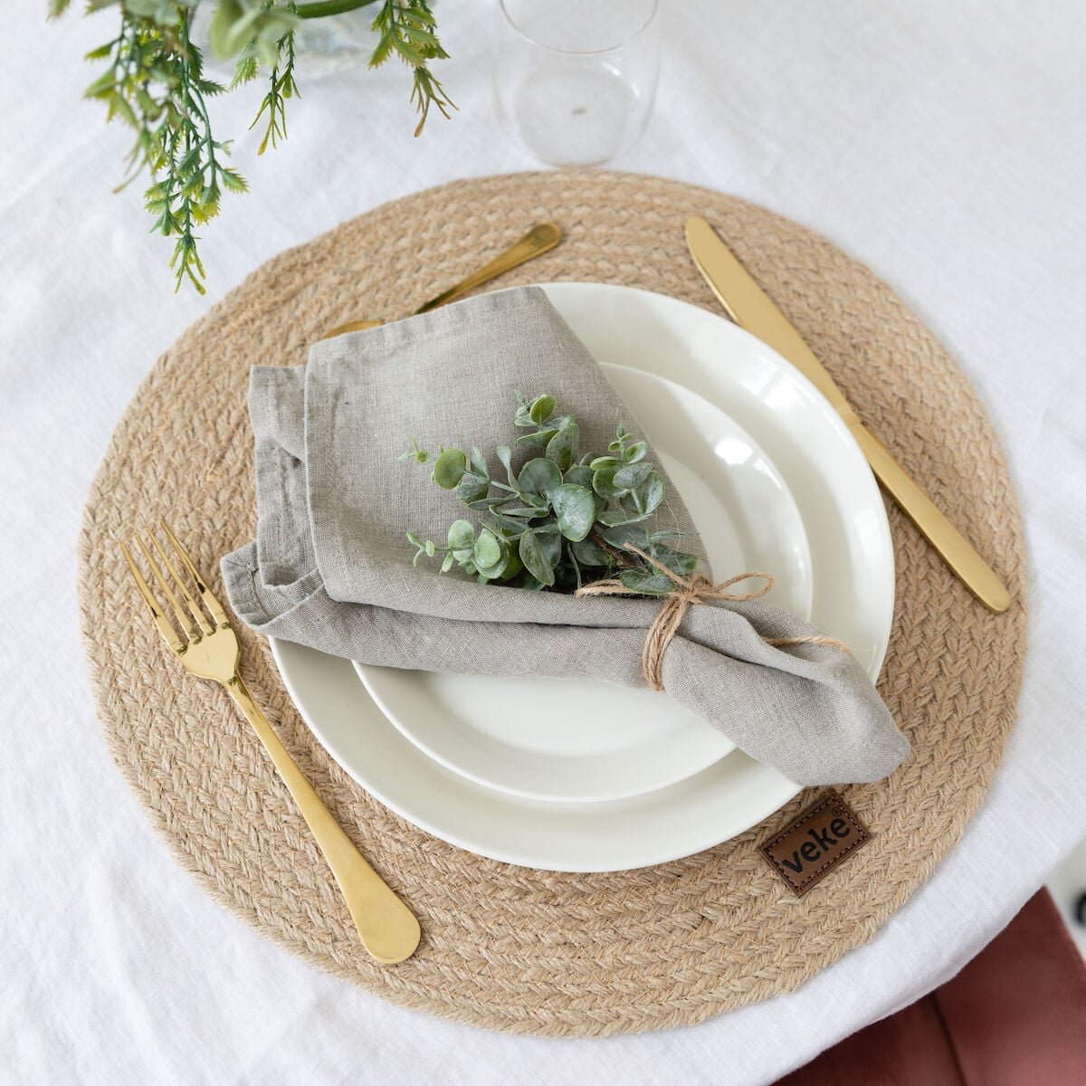 Oksa juuttitabletti Ø40 cm 4 kpl setti