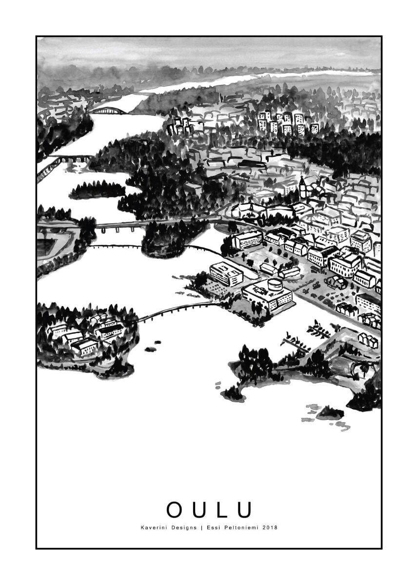 Kaverini Oulu kaupunkijuliste 50x70 cm