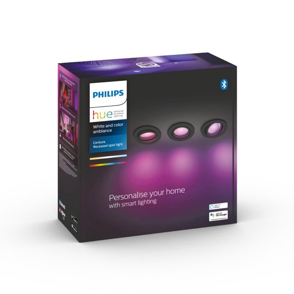 Alasvalo Philips Hue Centura Round WCA, 4.2 W, 400 lm, 3 kpl / Musta