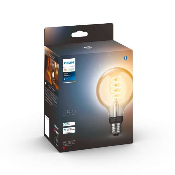 Led-älylamppu Philips Hue White Ambience Filament, E27, 2200-4500K, Filament-pallo
